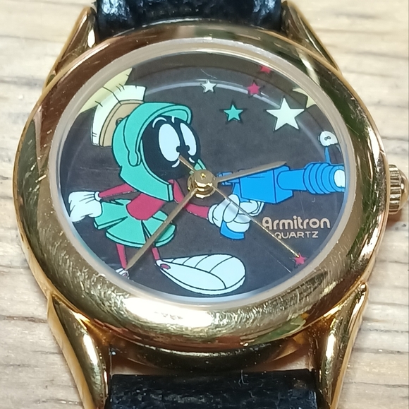 X Looney Tunes Marvin the Martian MOOD dial watch gold tone case 3 hand move - Picture 2 of 15